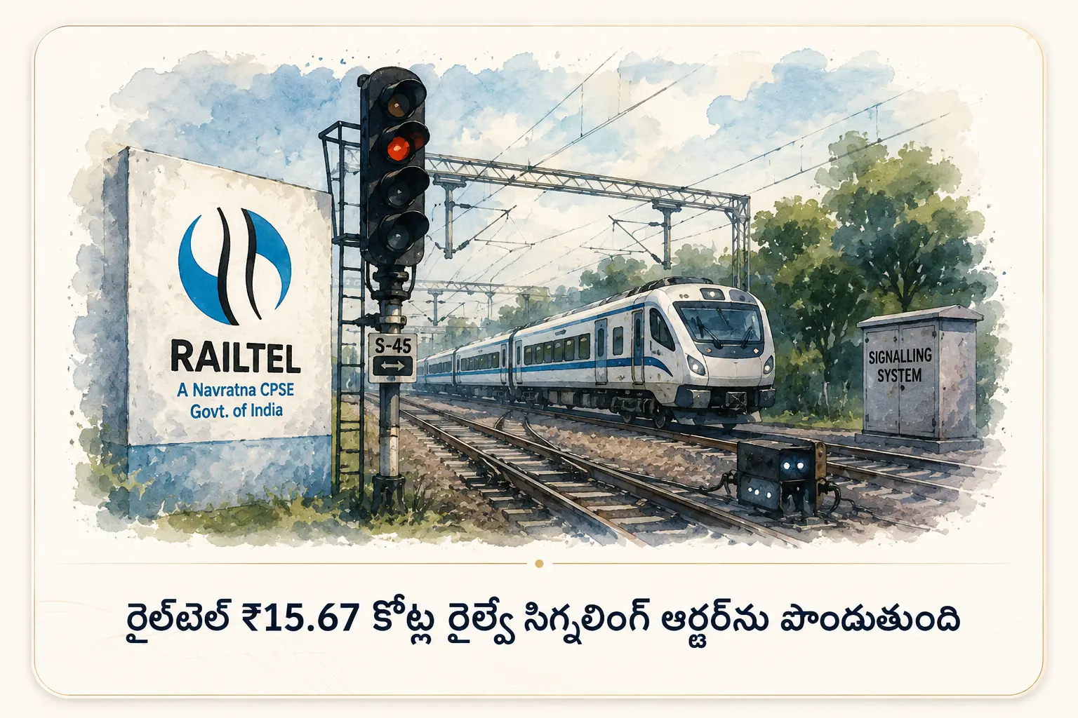 రైల్‌టెల్ ₹15.67 కోట్ల రైల్వే సిగ్నలింగ్ ఆర్డర్‌ను పొందుతుంది